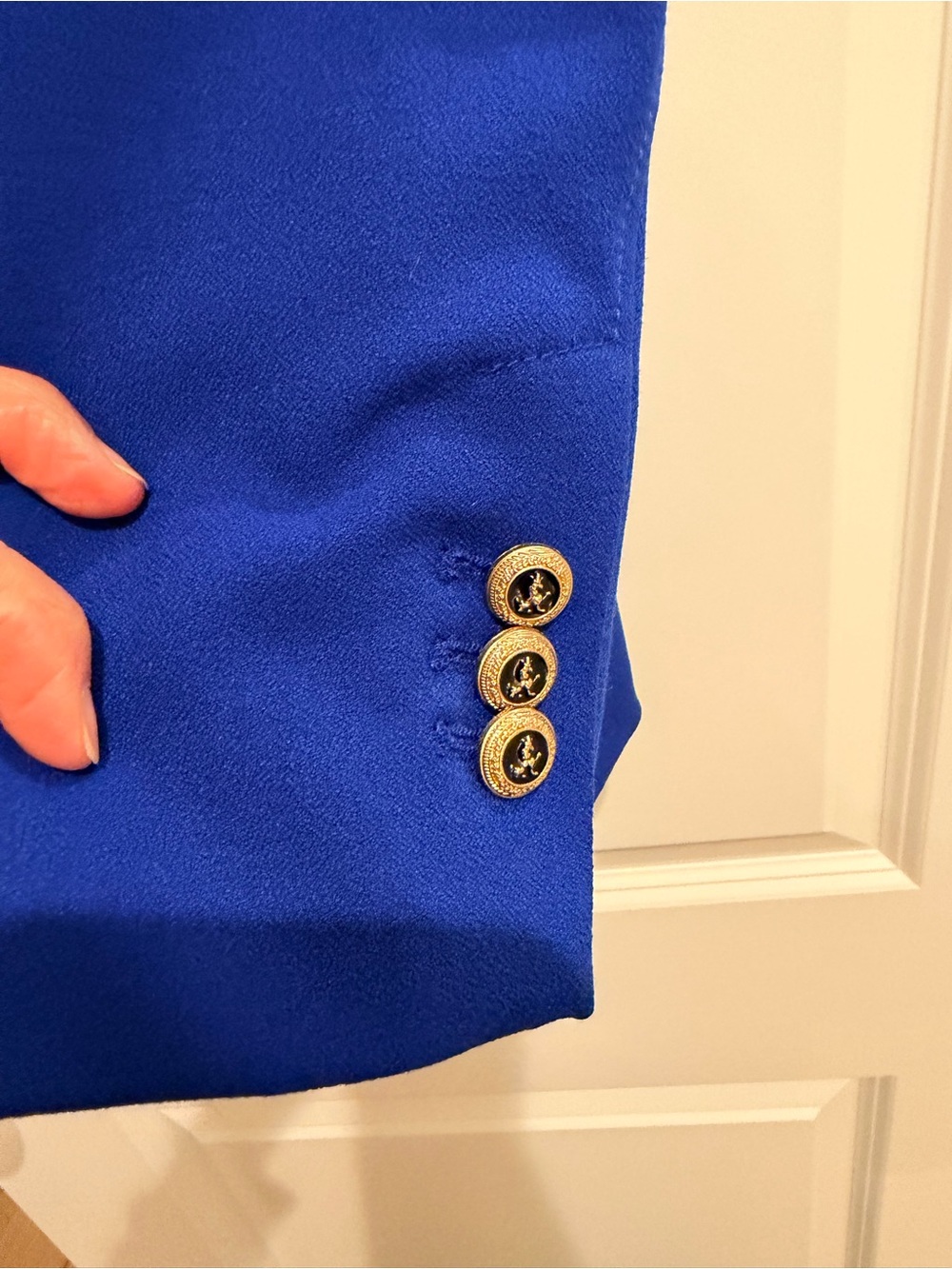 Zara Cobalt Blue Double-Breasted Blazer with Gold Buttons - Picture 4 of 10